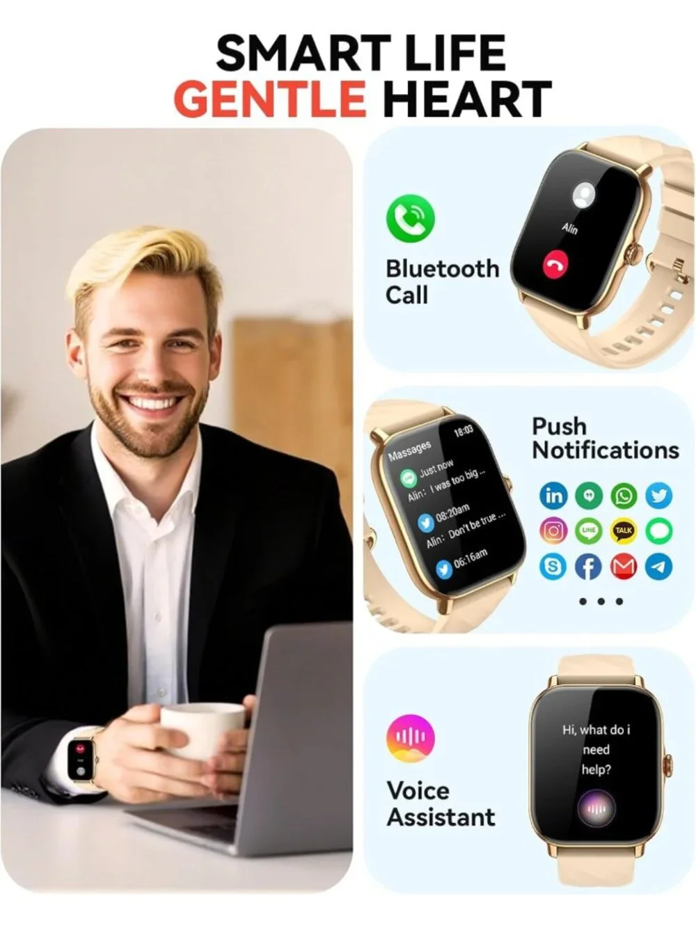 Stylish Fitness Smartwatch for Men & Women | Step Counter, Sleep Monitor